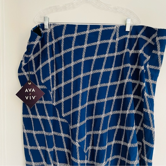 AVA & VIV NWOT Blue Plaid Midi Skirt Size 4X - Picture 6 of 8